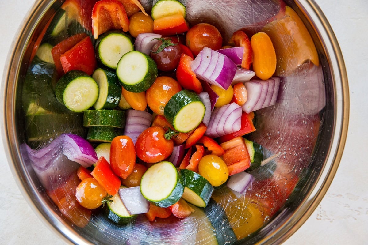 Vegetables for shish kabobs