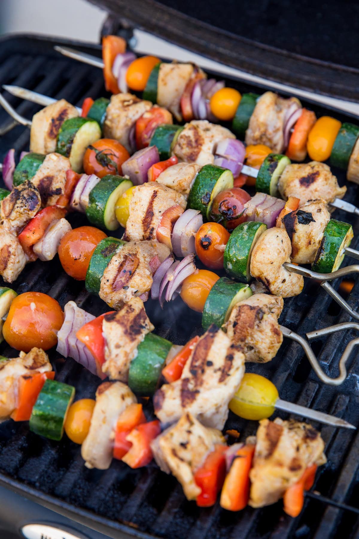 Grilled Chicken and Vegetable Skewers - a healthy kabob recipe of perfectly tender chicken and fresh vegetables
