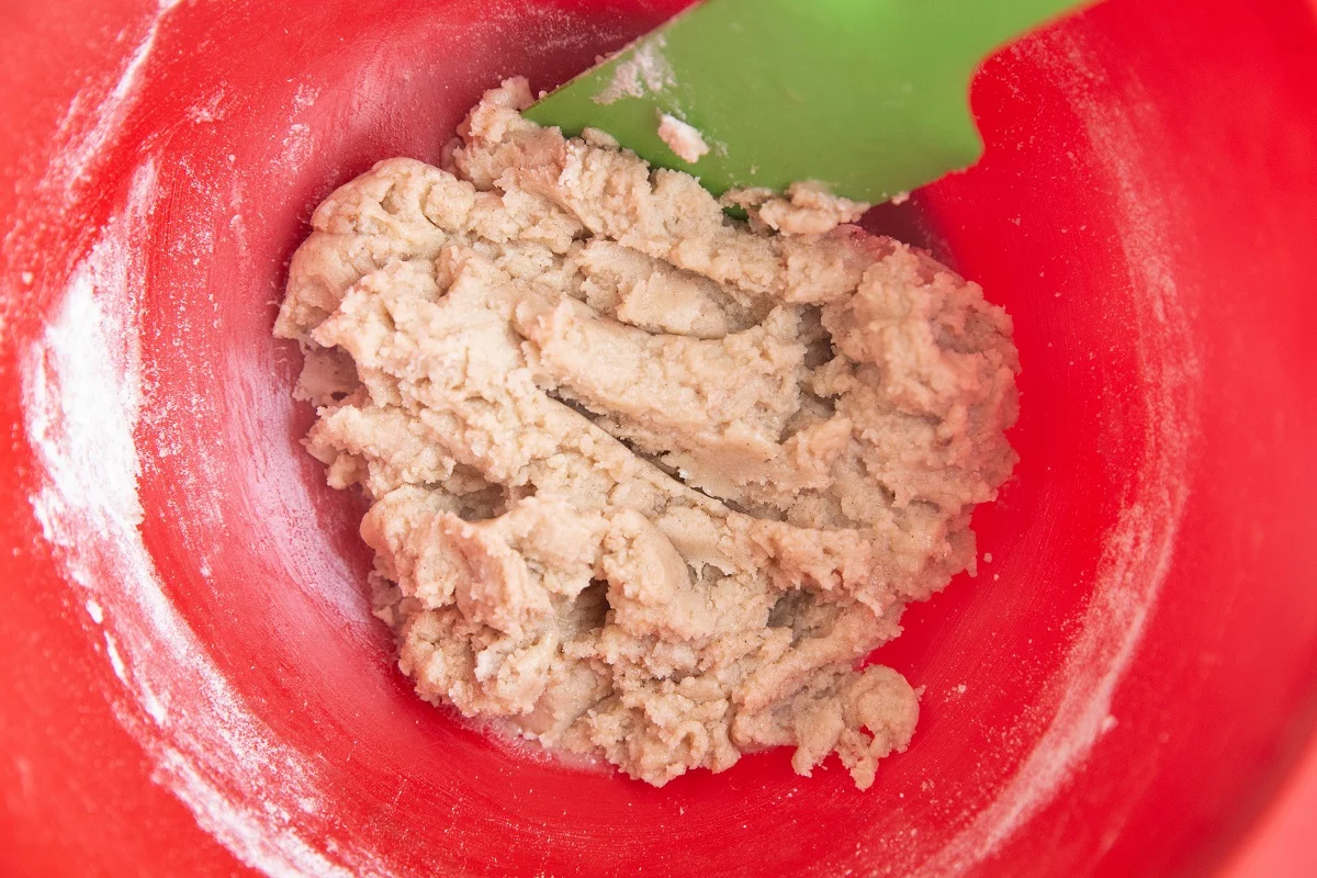Cobbler topping in a mixing bowl.