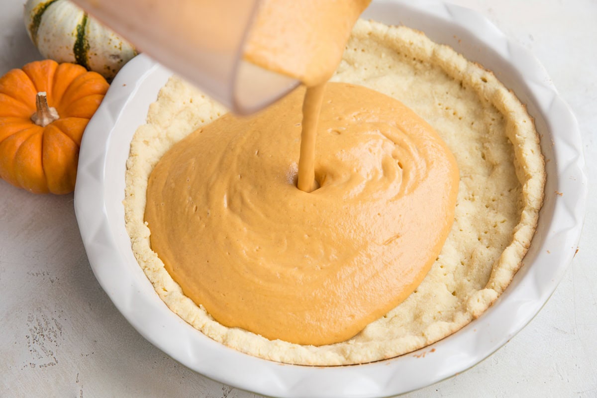 Pour the pie filling into the prepared crust