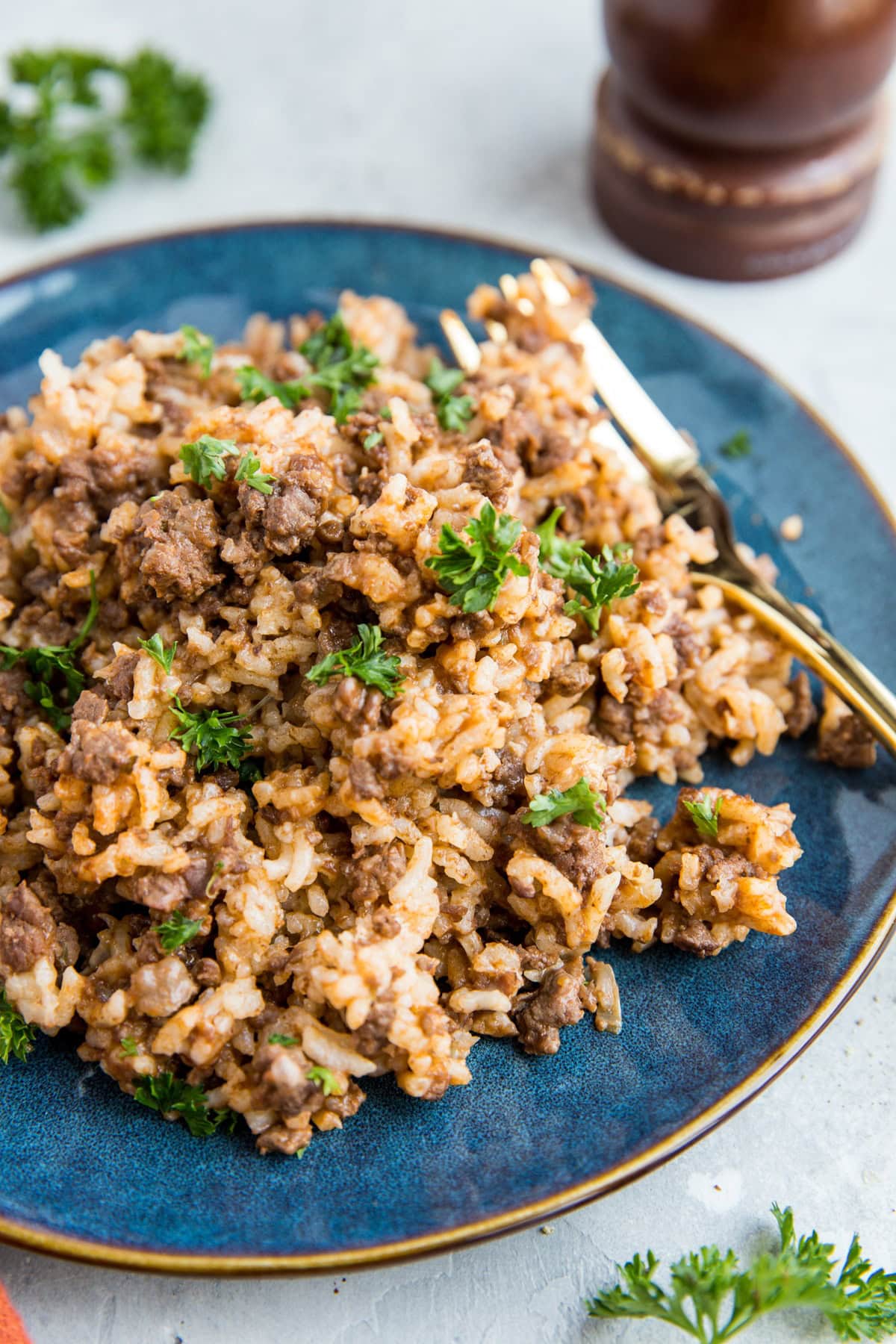 Pressure Cooker Hamburger Helper made with rice. Dairy-free and easy to make in the Instant Pot