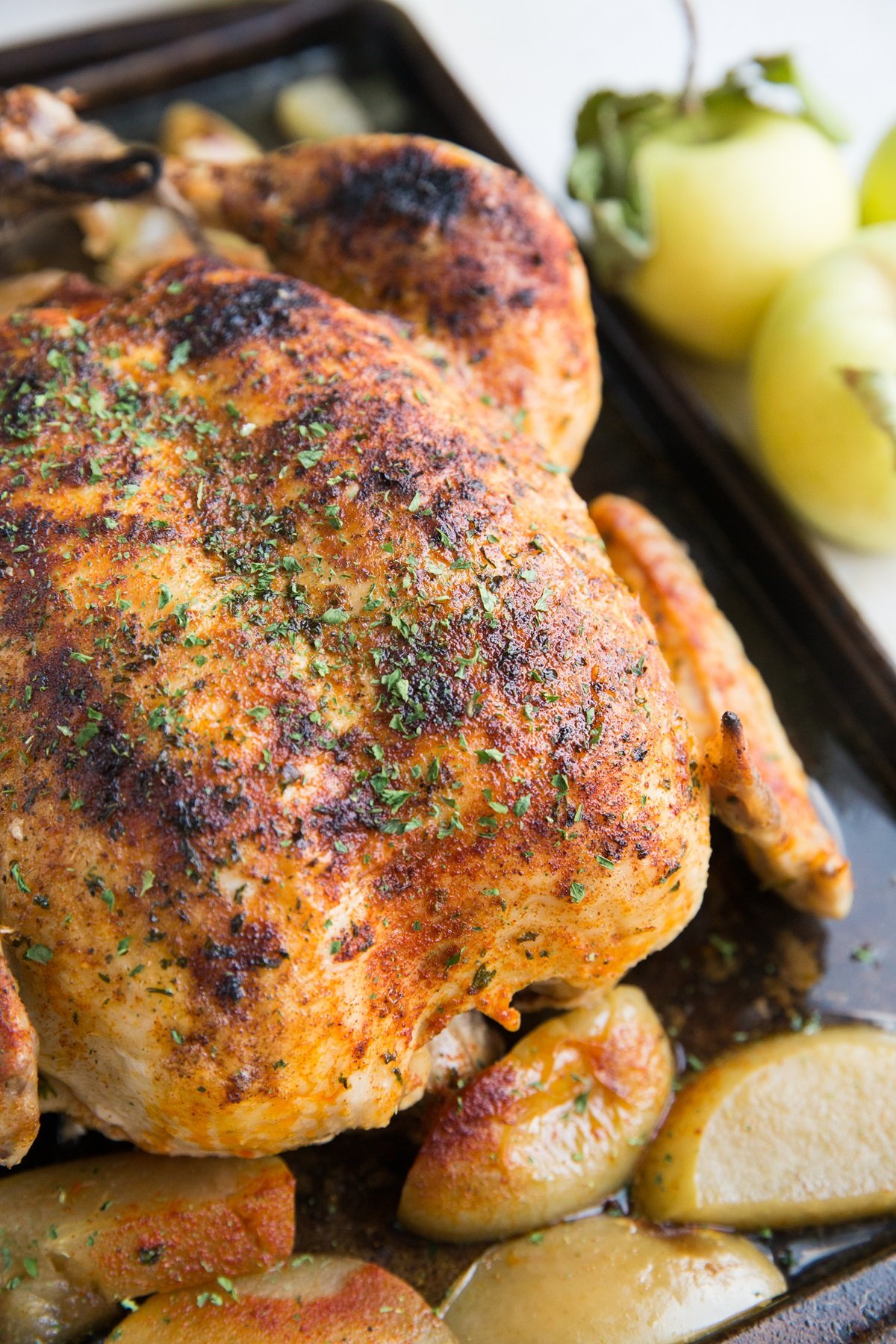Instant Pot Whole Chicken with apples - an amazingly tender and juicy chicken recipe that tastes like rotisserie chicken!