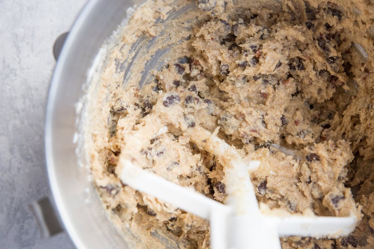 Cowboy Cookie Dough in a mixer