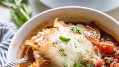 Comforting bowl of lasagna soup