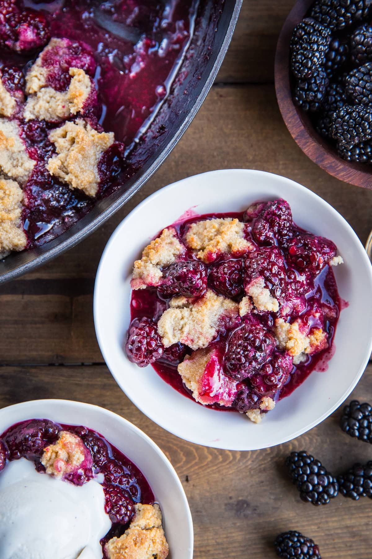 Paleo Blackberry Cobbler recipe made with almond flour and pure maple syrup - grain-free, vegan, dairy-free, refined sugar-free and easy to make | TheRoastedRoot.net