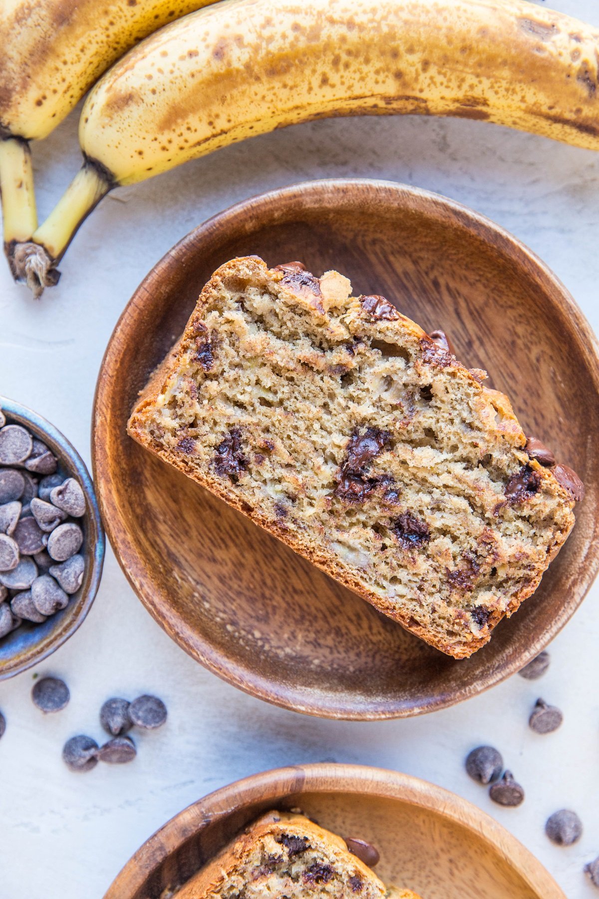 The Best Banana Bread Recipe made with gluten-free flour and sweetened with coconut sugar, studded with chocolate chips