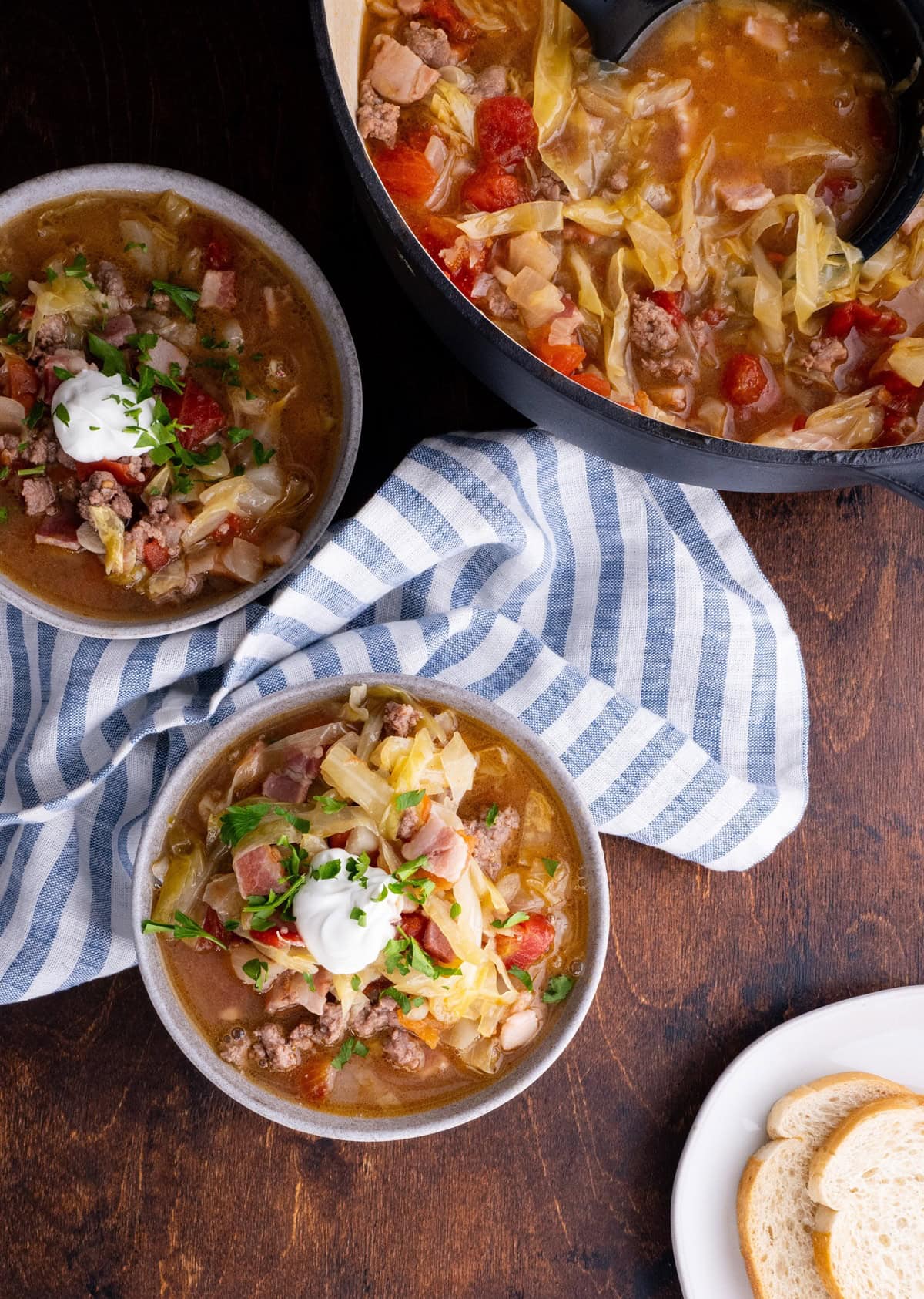 top down transylvanian stockpot - two bowls and a pot