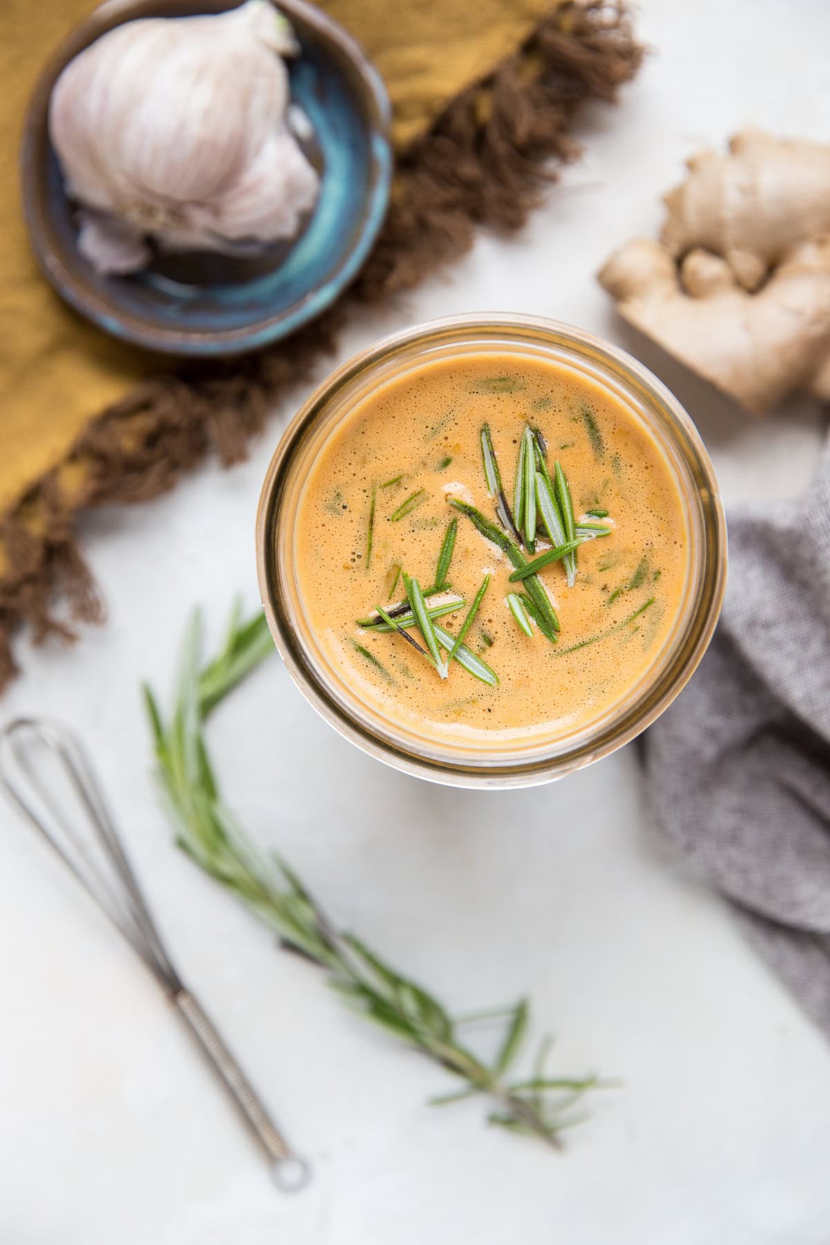 Jar of tri tip marinade, ready to be used for marinating tri tip.