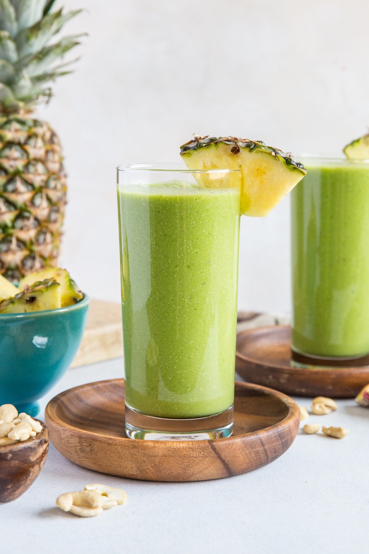 Pineapple Green Protein Smoothie - made banana-free with steamed cauliflower and packed with plant-based protein for a healthy breakfast