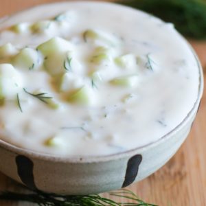 Bowl of homemade tzatziki sauce