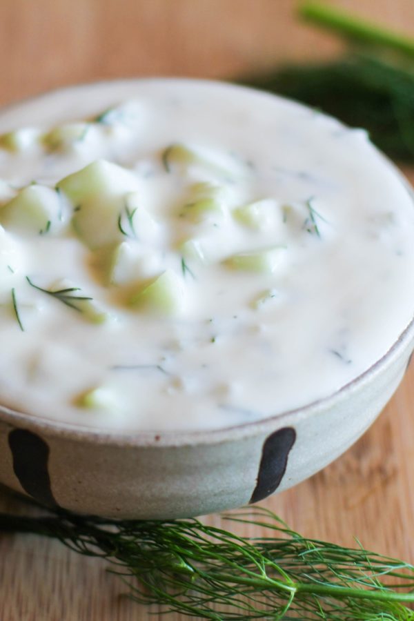 Bowl of homemade tzatziki sauce