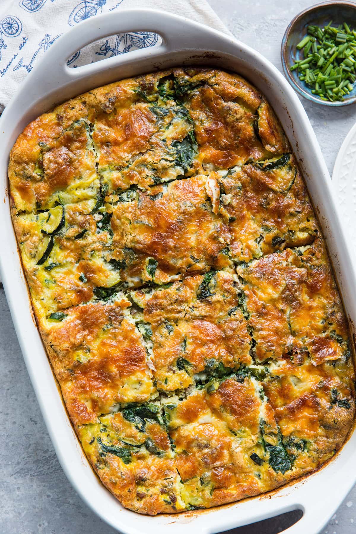 Zucchini, Herb, Sausage Breakfast Casserole - low-carb, keto, healthy and easy to prepare! | TheRoastedRoot.net #glutenfree #brunch