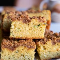 Stack of zucchini cake on a plate.