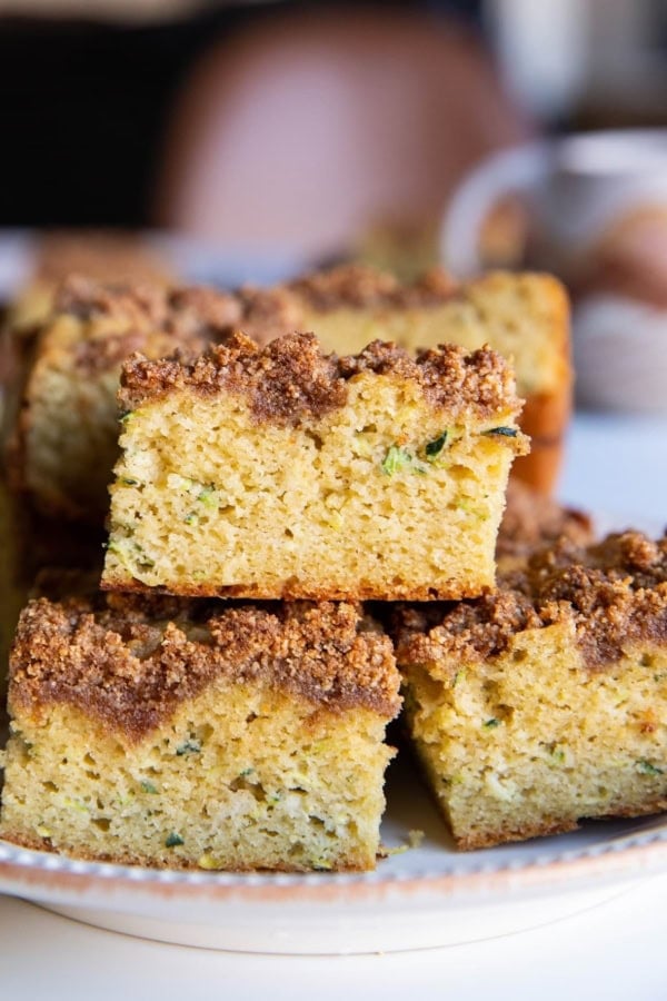 Stack of zucchini cake on a plate.