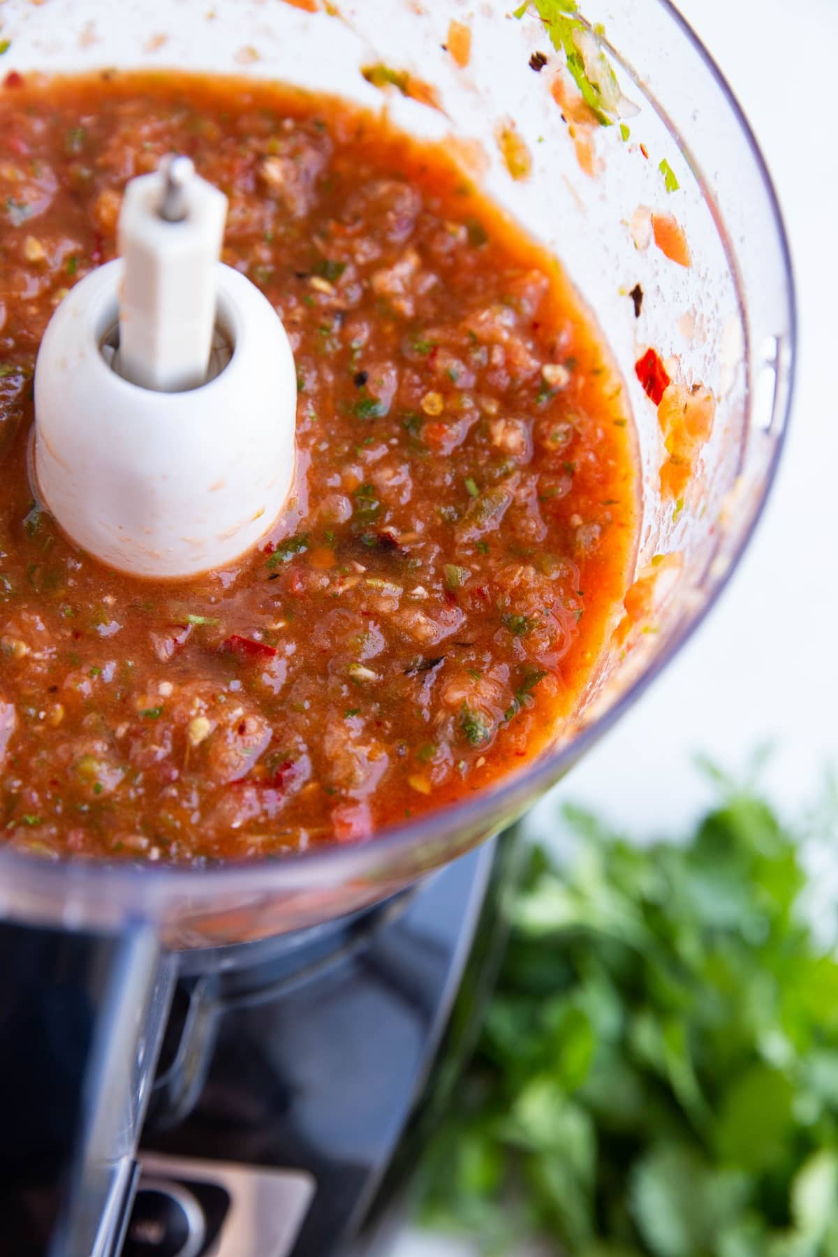 Fresh Tomato Salsa in a food processor.