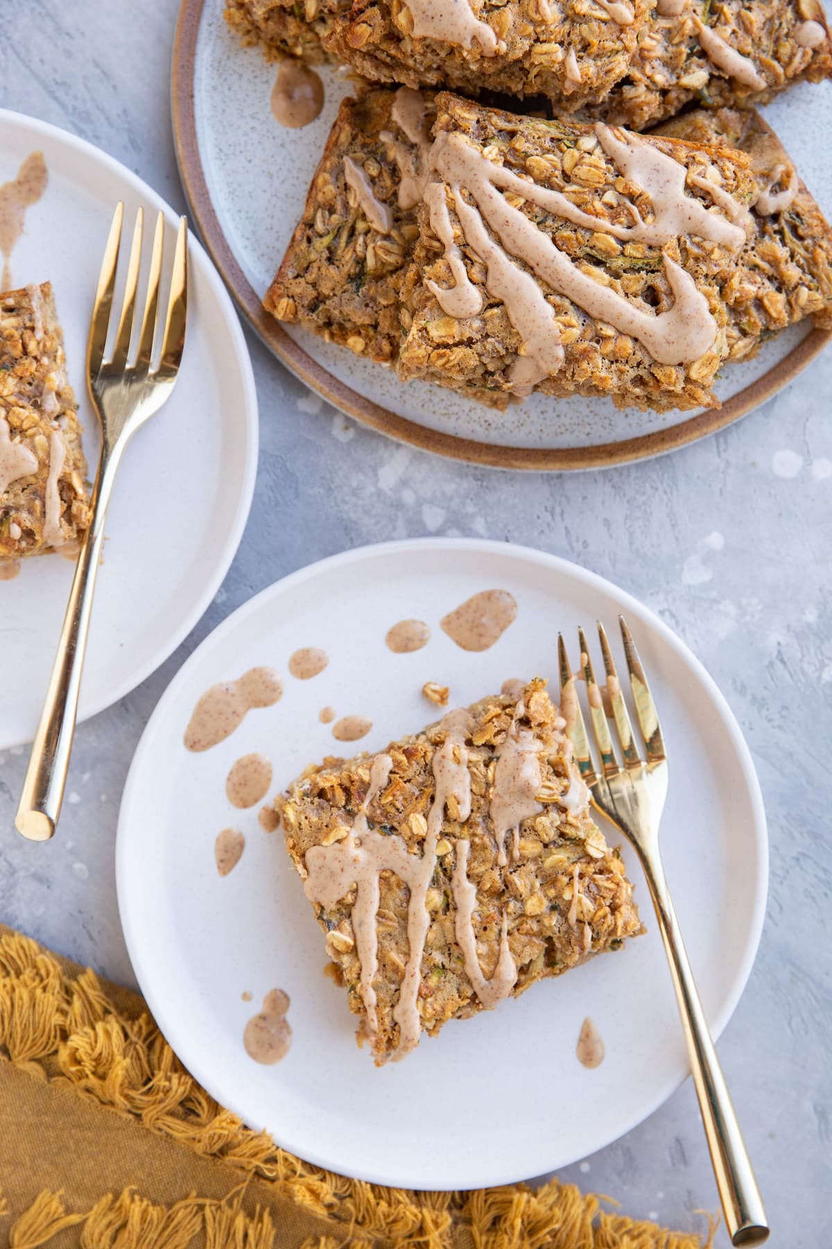 Top down photo of zucchini baked oatmeal.