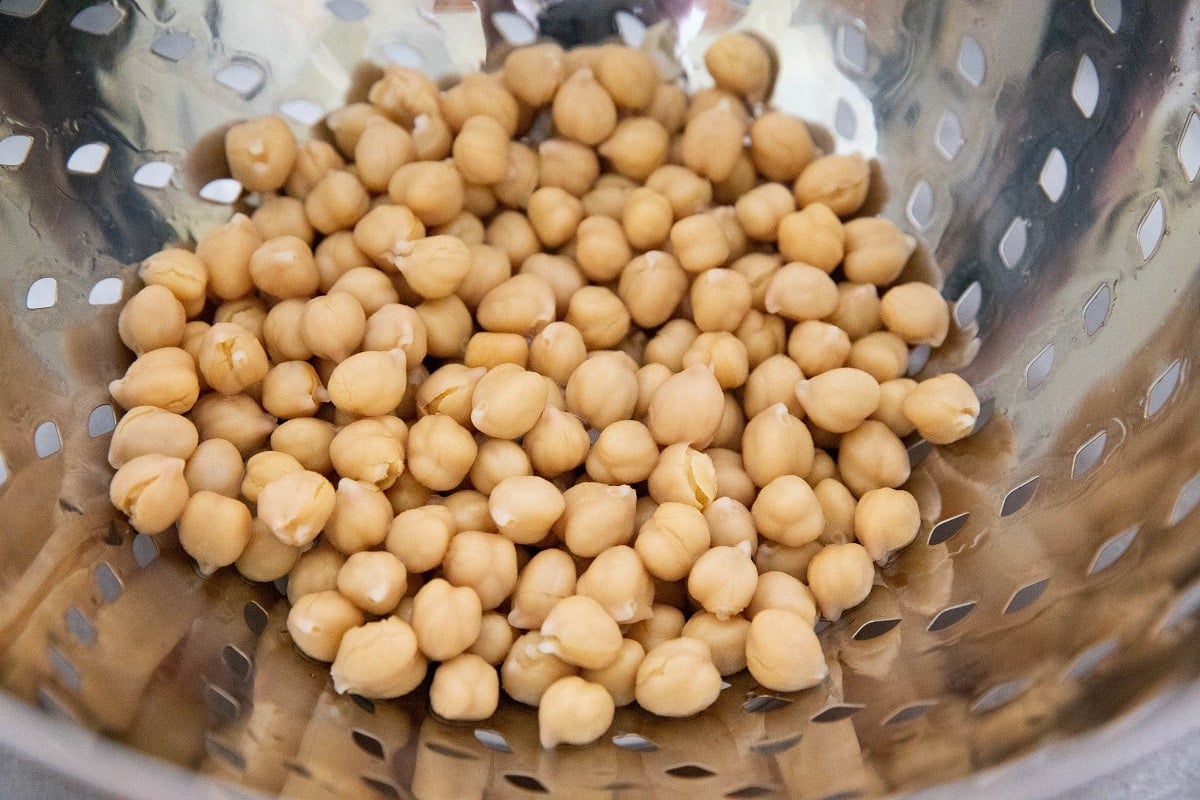 Chickpeas in a colander