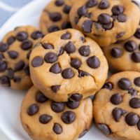 White plate of peanut butter chickpea cookies