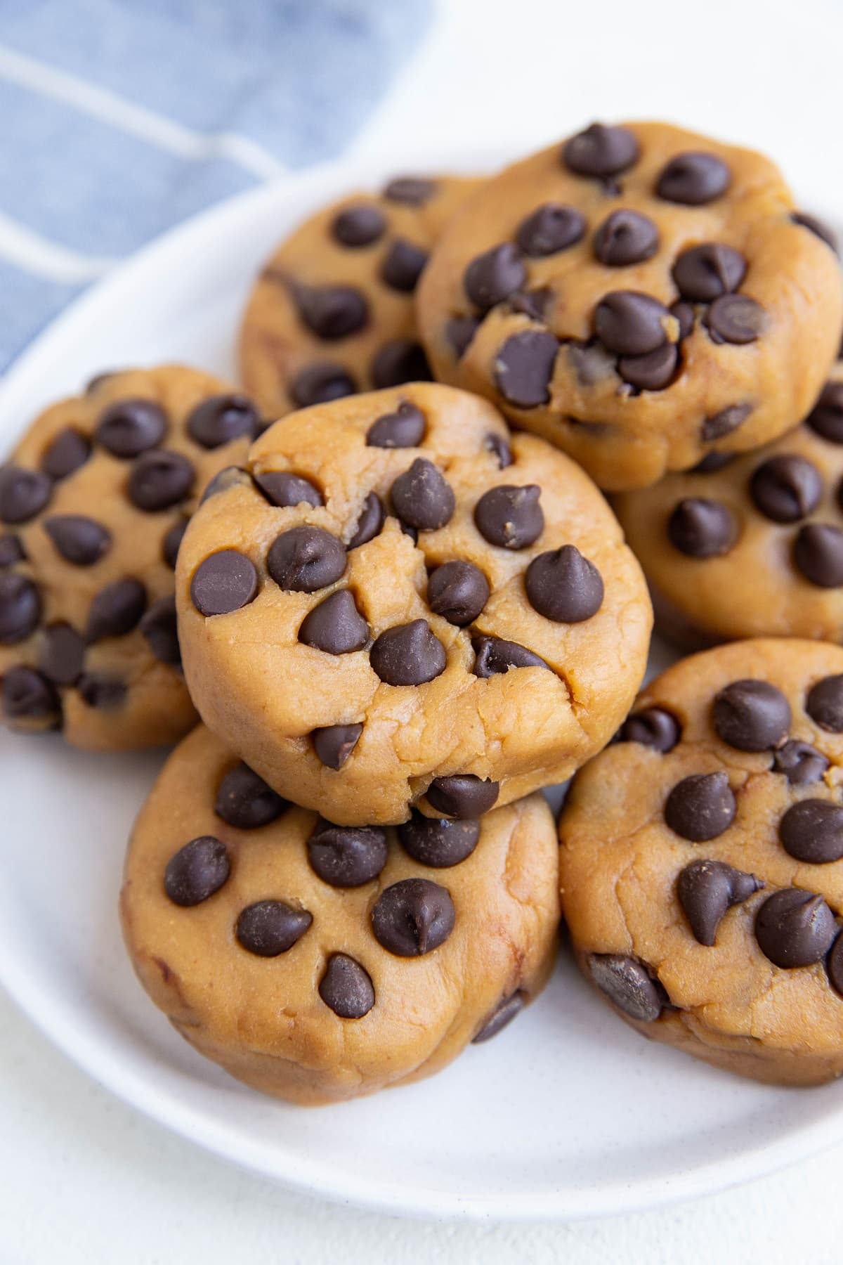 White plate of peanut butter chickpea cookies