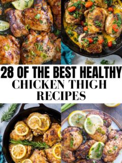 Collage for social media for chicken thigh recipes.