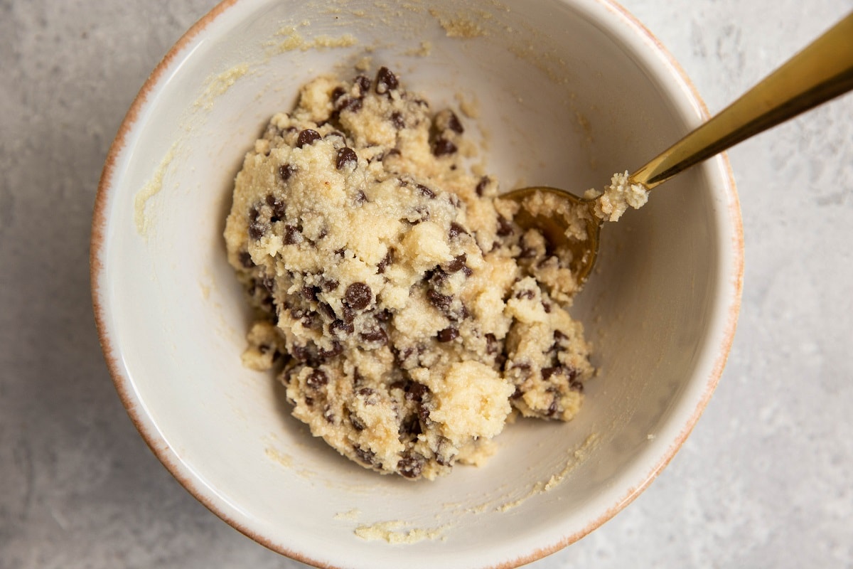cookie dough mixture in a small bowl.