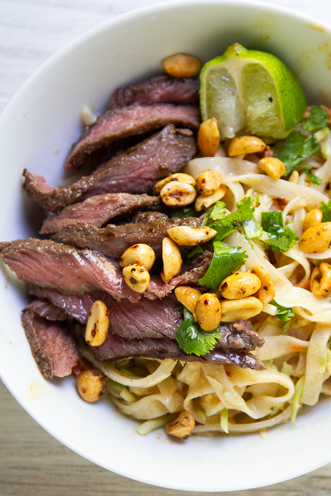 Cold Thai Peanut Noodles with Steak