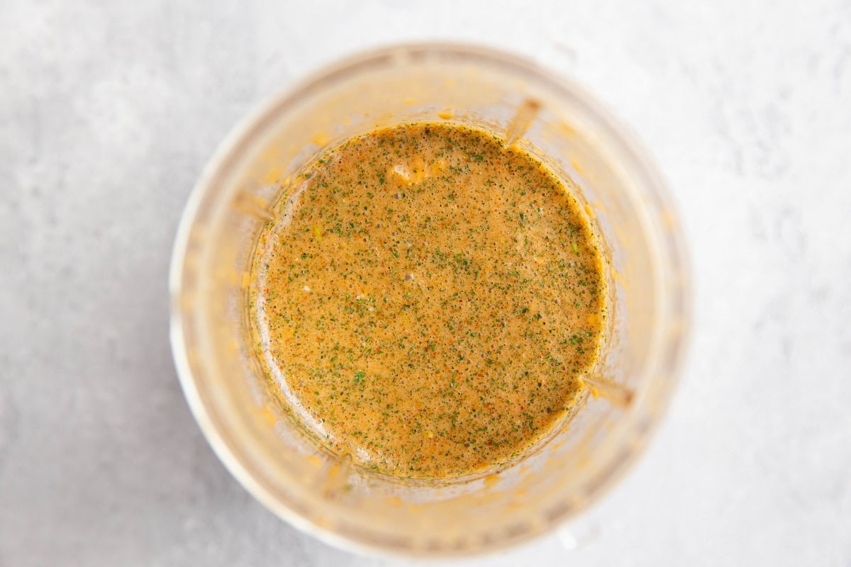 Blender full of marinade all blended up.