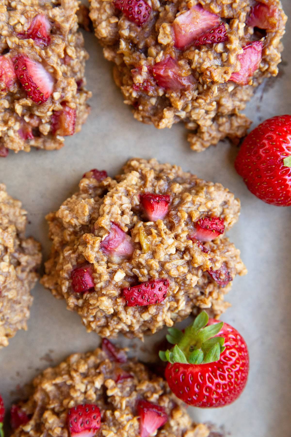 Baking sheet of oatmeal cookies.