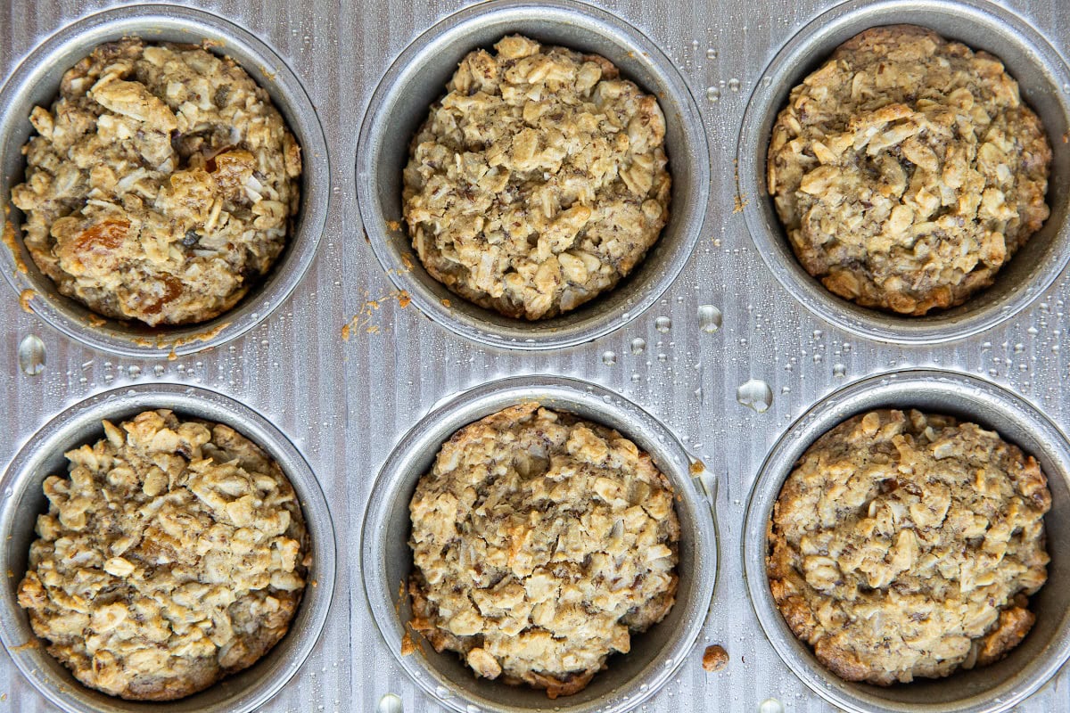 Finished Aussie bites in a muffin tray, fresh out of the oven.