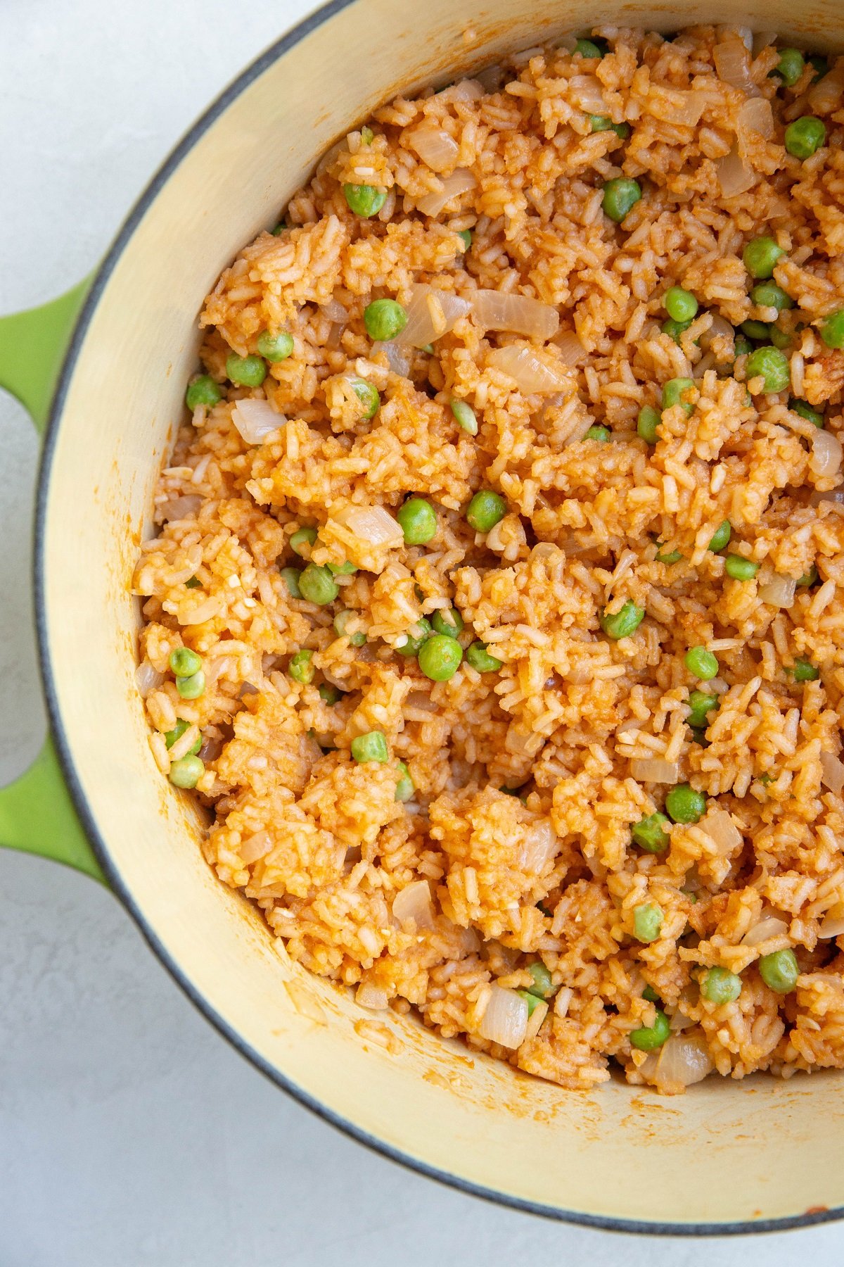 Mexican rice in a large pot, ready to serve.