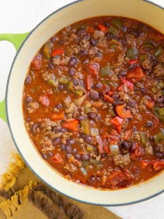 Large pot of deer chili