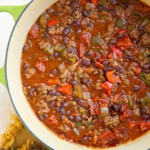 Large pot of deer chili