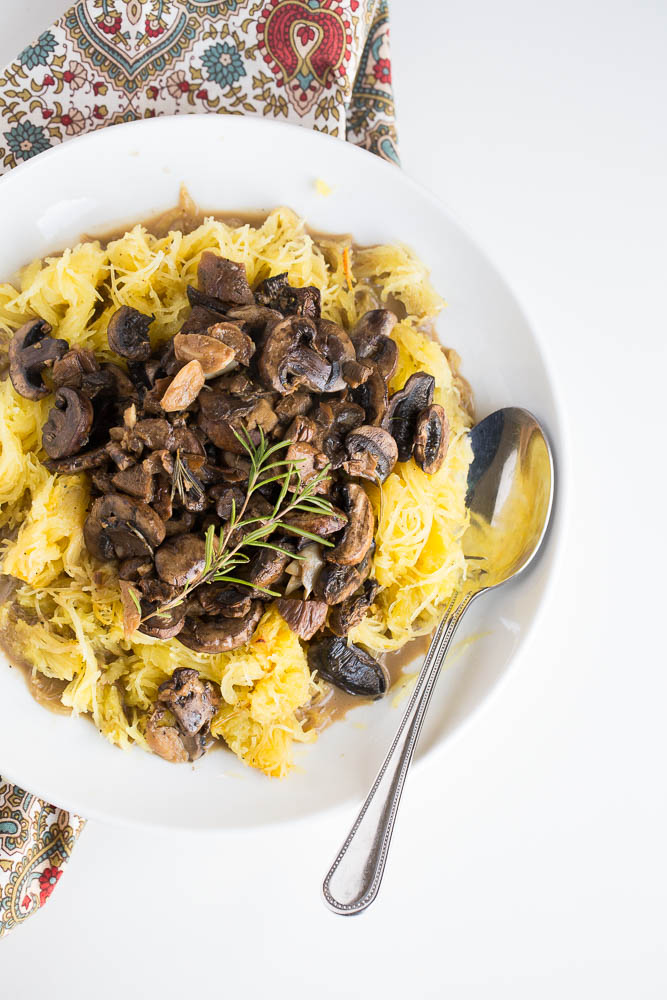 Spaghetti Squash with Roasted Mushrooms and Garlic