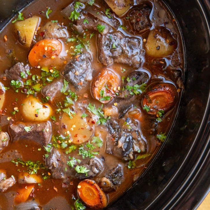 Slow Cooker Beef Bourguignon - The Roasted Root