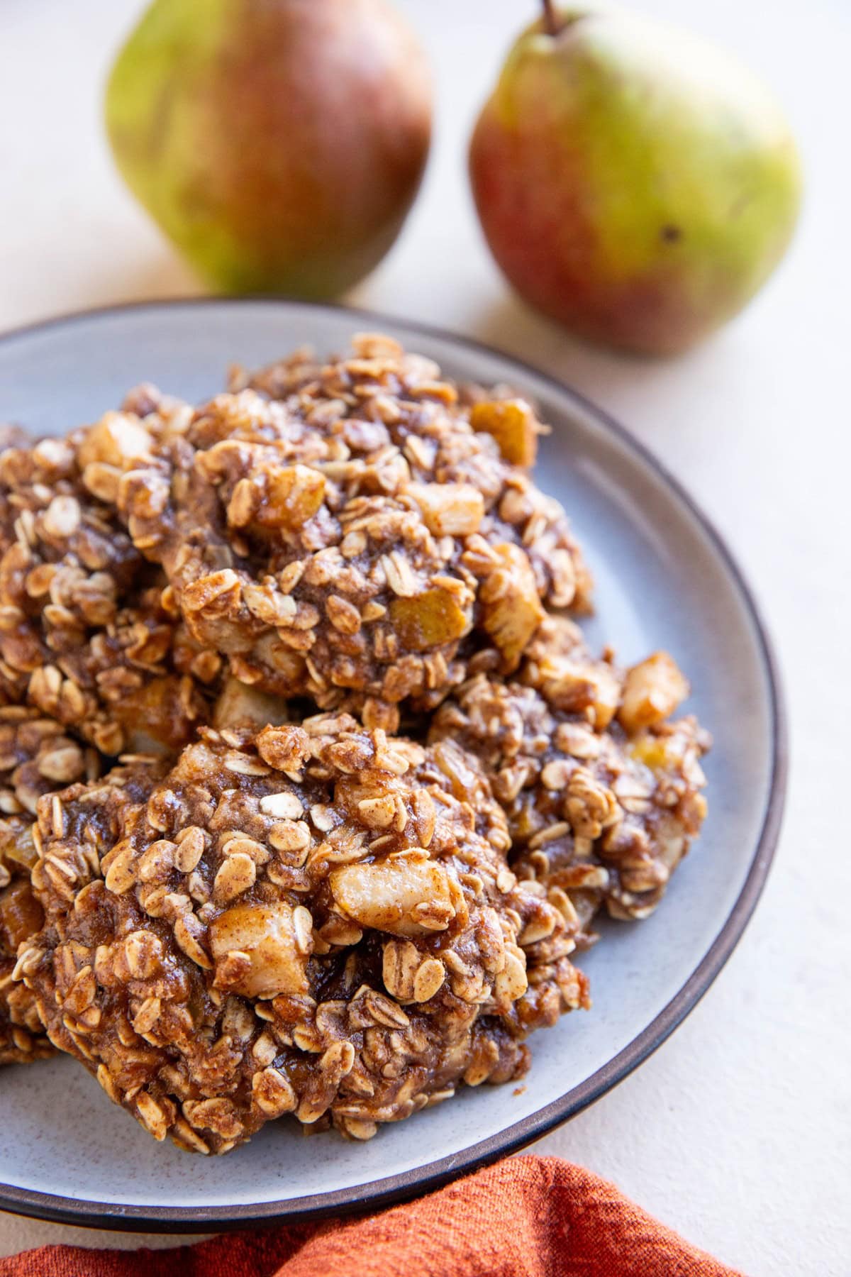 Plate of pear oatmeal cookies.