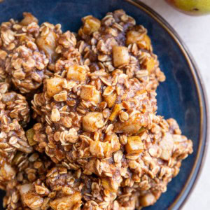 Blue plate of pear oatmeal cookies, ready to eat.