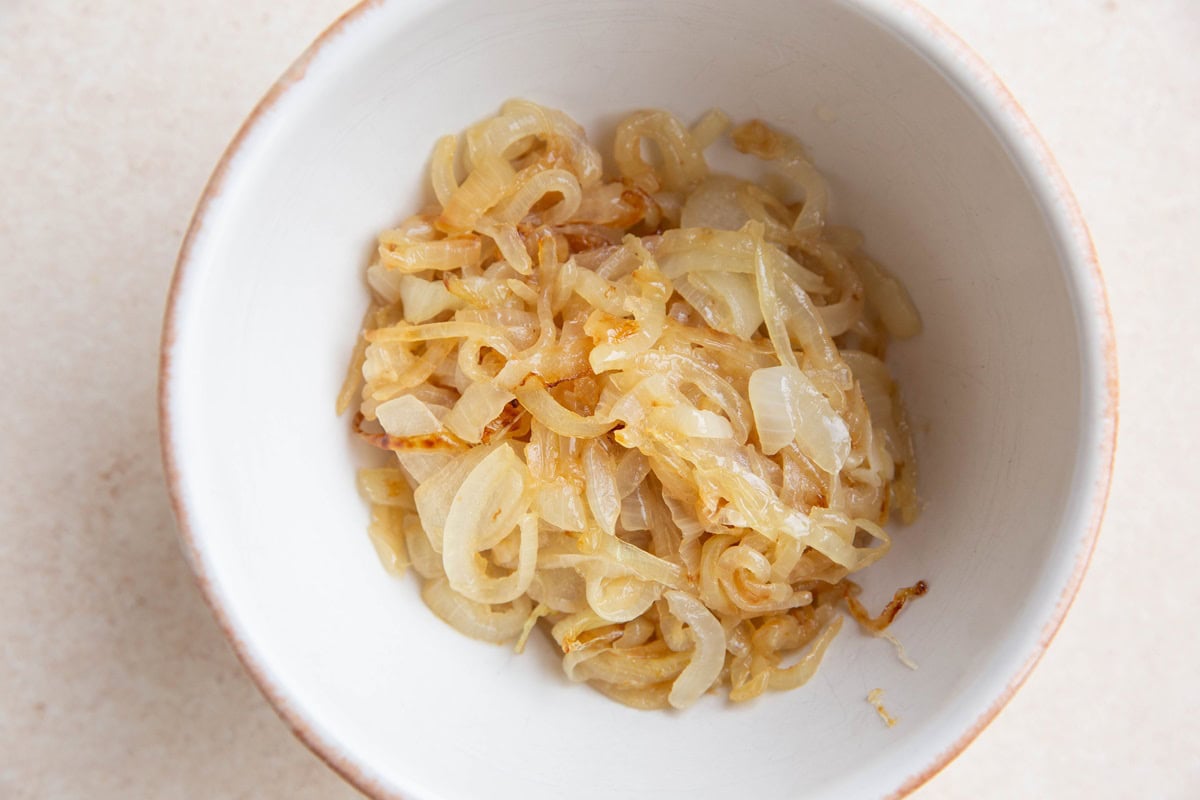 Caramelized onions in a bowl.