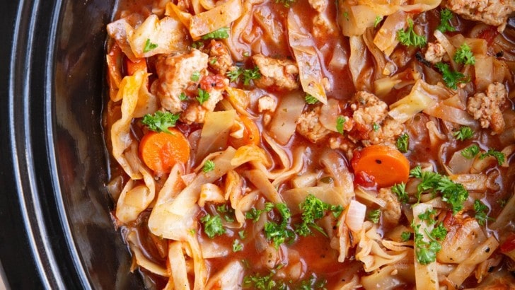 Crock Pot Sausage and Cabbage Soup - The Roasted Root