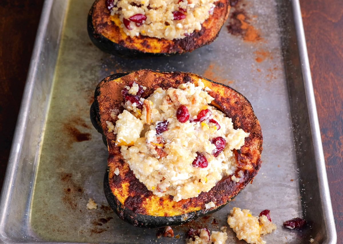 Stuffed Acorn Squash With Quinoa Pears And Pecans