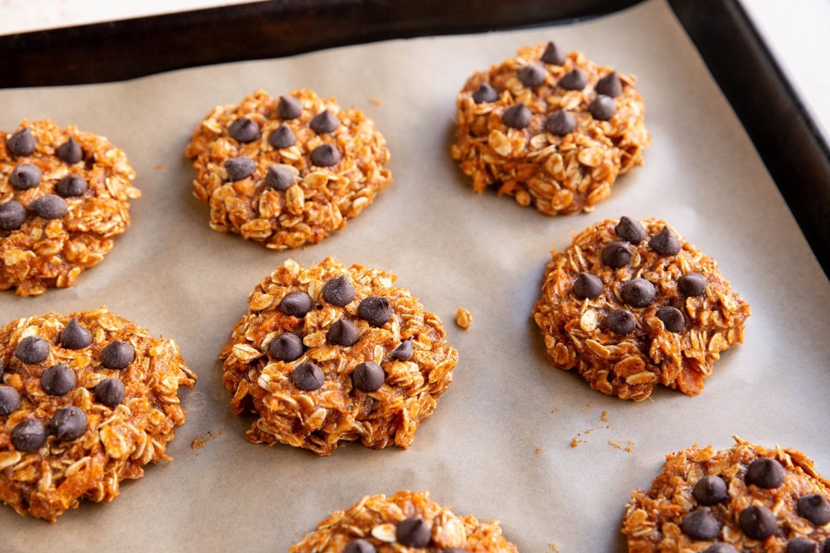 Baking sheet line with parchment paper,