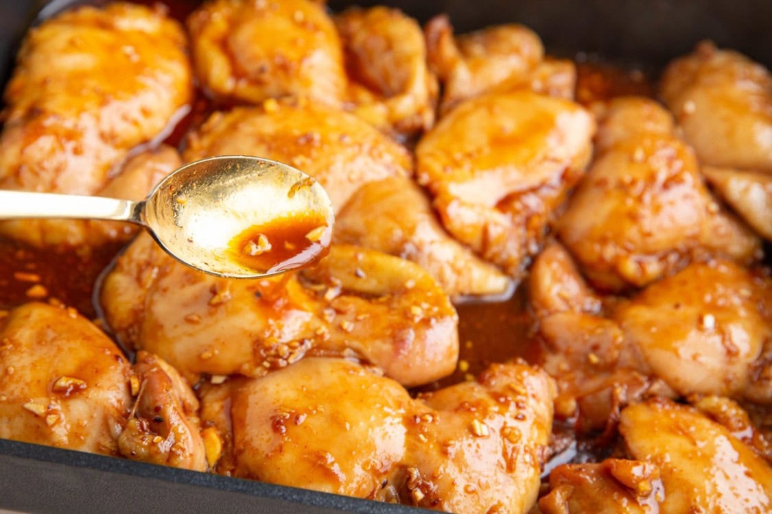 Baked Korean BBQ Chicken Thighs - The Roasted Root