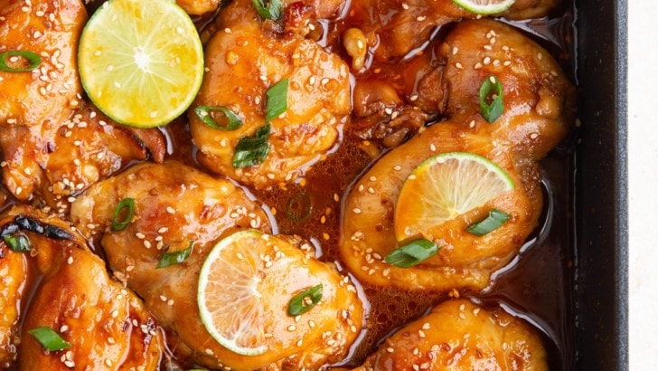 Baked Korean BBQ Chicken Thighs - The Roasted Root