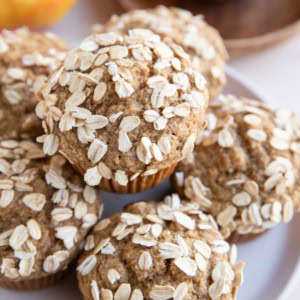 Muffins on a plate, ready to eat.