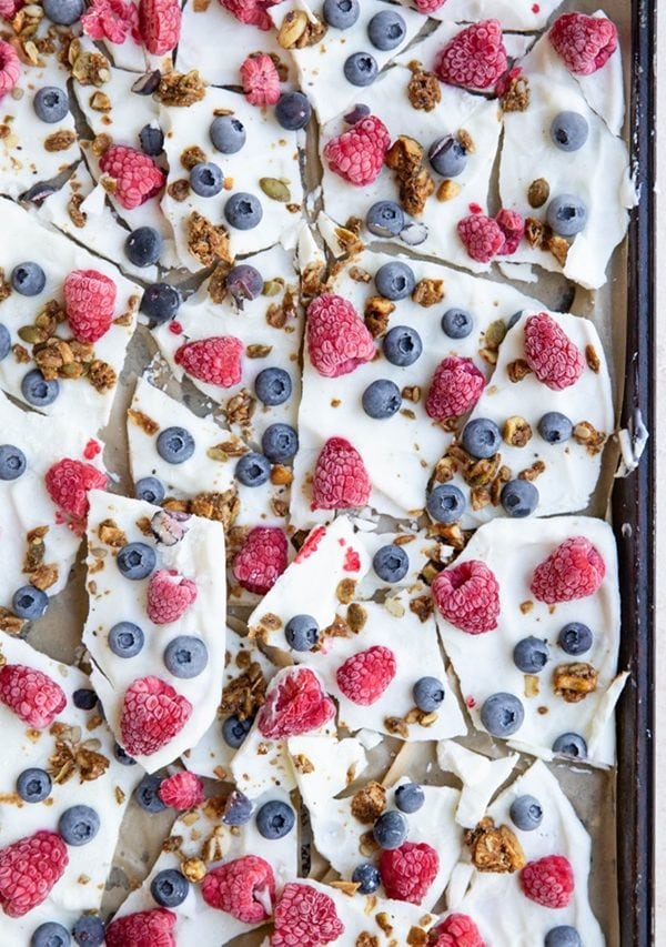 Baking sheet of frozen yogurt