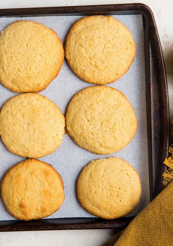 Almond Flour lemon cookies on a baking sheet, ready to go into the oven.