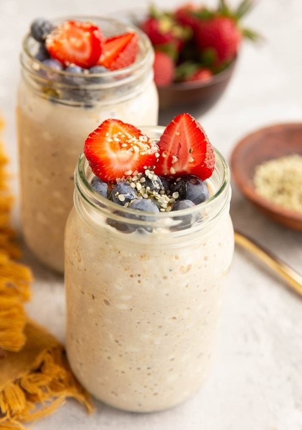 Two jars of overnight oats