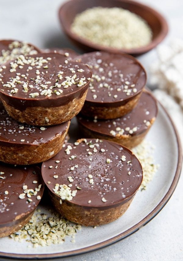 Stack of energy cups on a plate, ready to eat