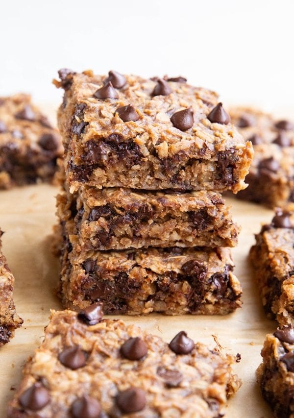 Stack of oatmeal protein bars