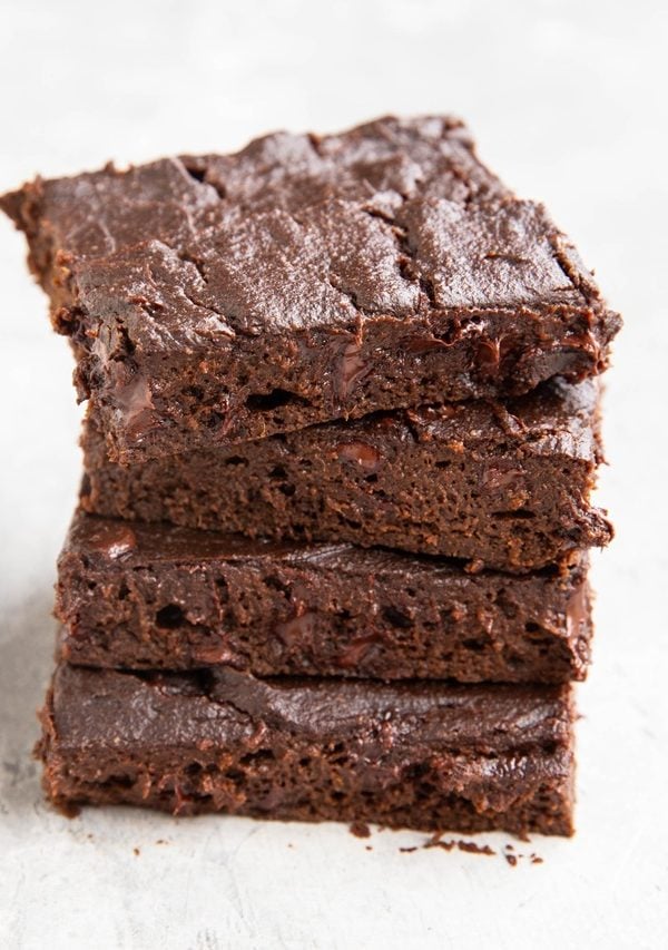 Stack of flourless pumpkin brownies